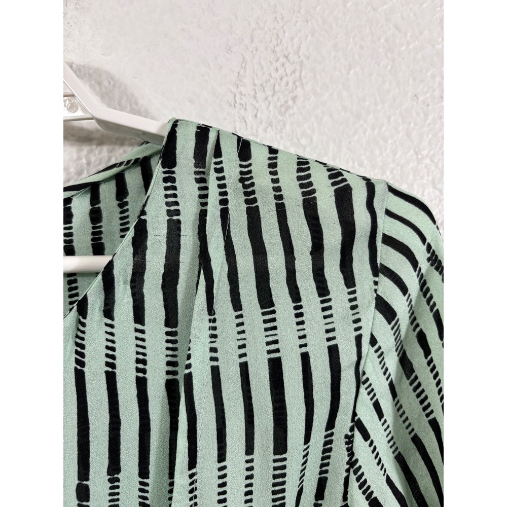 A.L.C. 100% Silk Mint Green Striped Mini Dress Long Sleeve XS‎ 6803PE - Picture 6 of 9